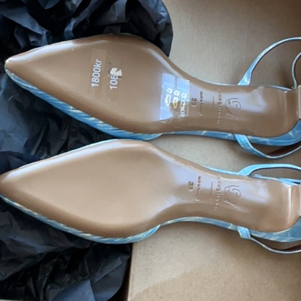 Anonymous Copenhagen Ankle-Strap Pointed Toe Heels in Light Blue - Picture 7 of 10